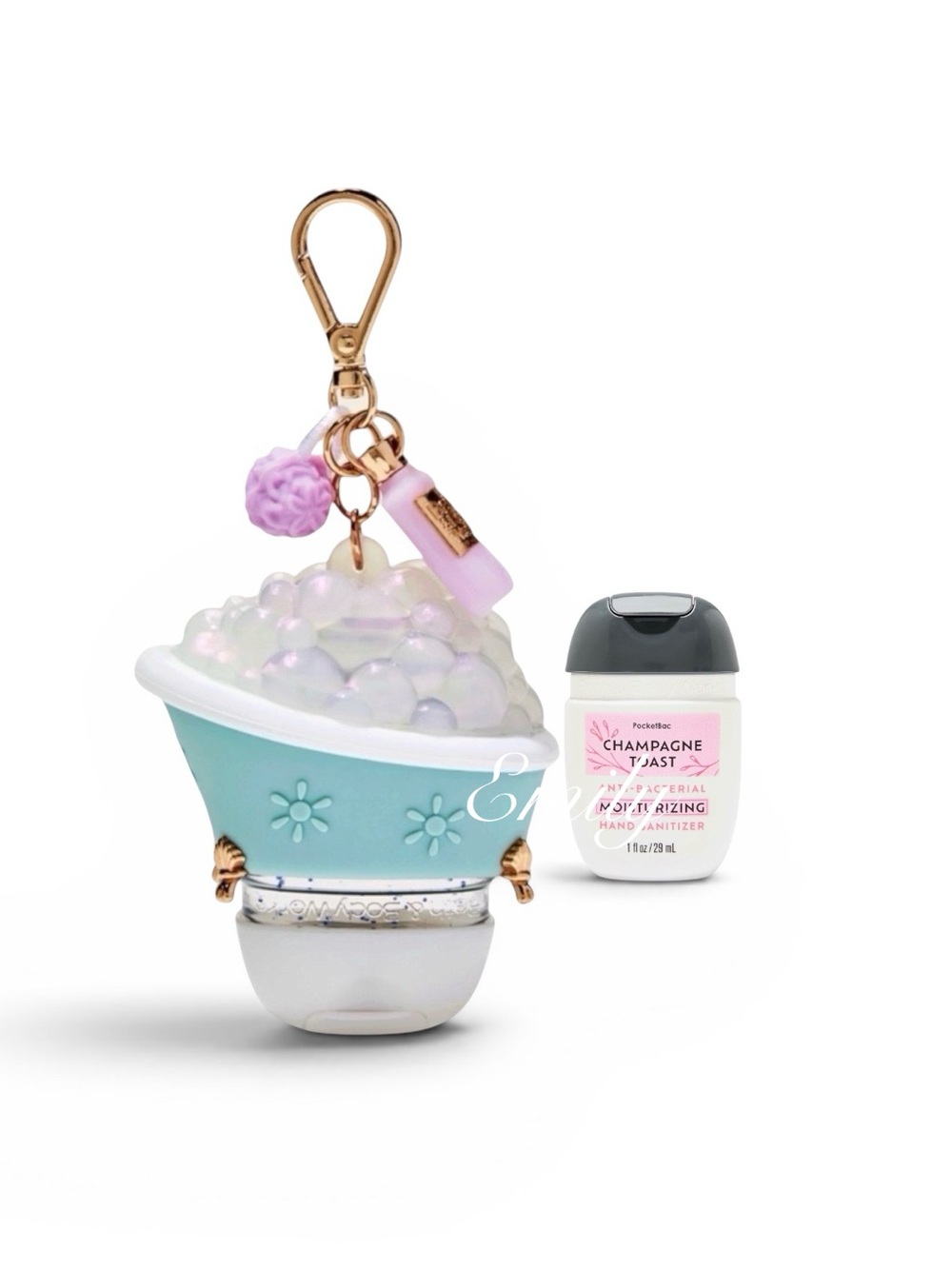 Bath & Body Works BUBBLE BATH PocketBac Holder + 1 CHAMPAGNE TOAST Refill Set